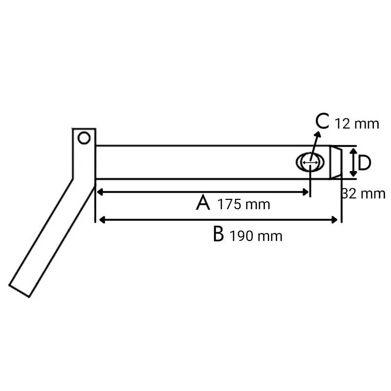 Bulón con mango y pasador 32x175 mm